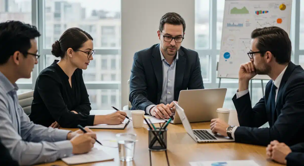 Professionals applying advanced master's skills in a team setting