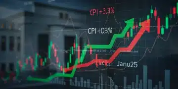 Charts showing Consumer Price Index rise of 0.3% in January 2025, with Federal Reserve building in background