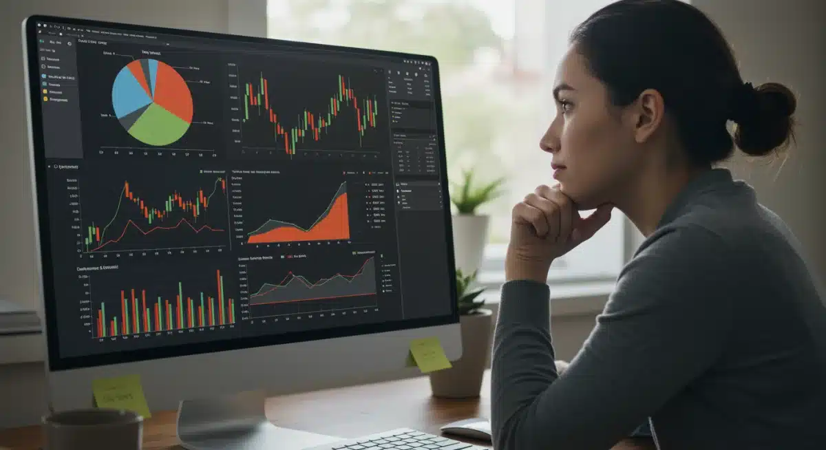 Person analyzing financial charts on a computer screen