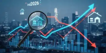 Charts and graphs illustrating 2026 economic outlook, financial data analysis, and personal finance symbols against a modern backdrop.