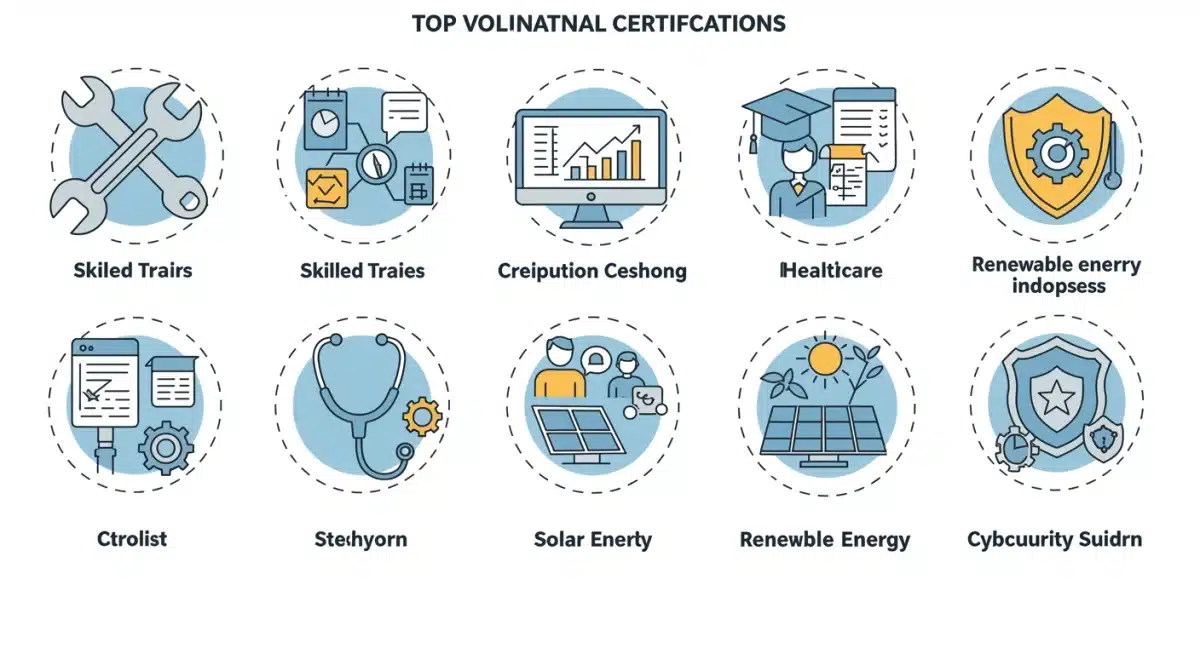 Infographic detailing top vocational certifications and their growth