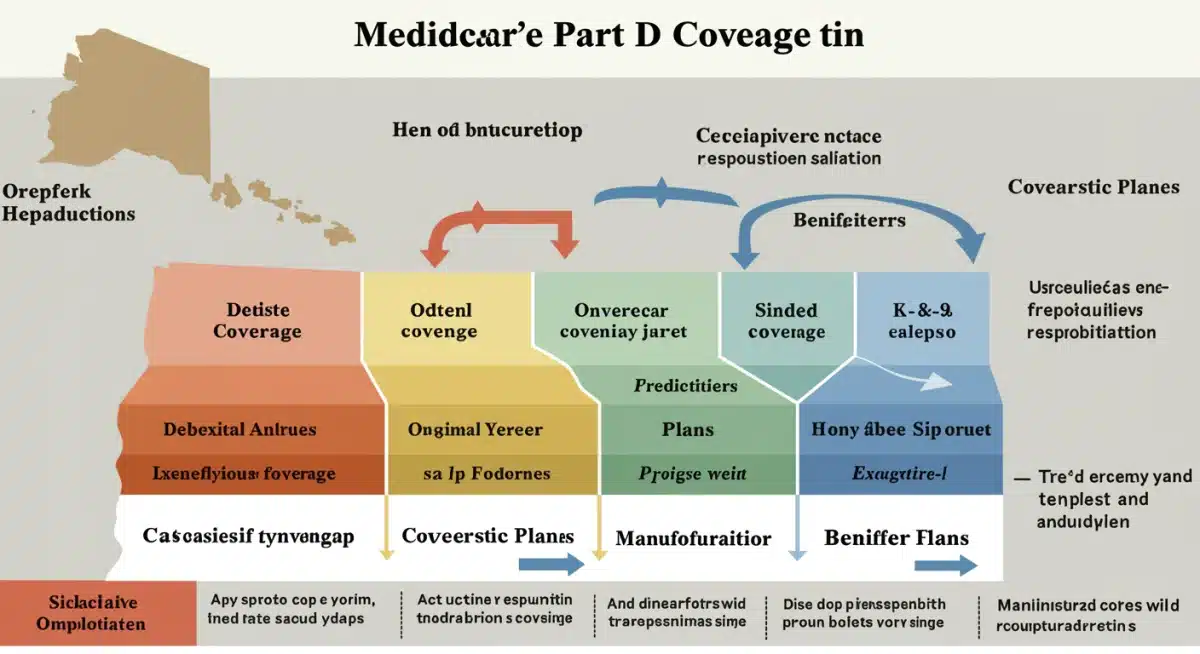 Infographic detailing Medicare Part D phases and cost-sharing under the 2026 redesign, showing beneficiary, plan, and manufacturer contributions.