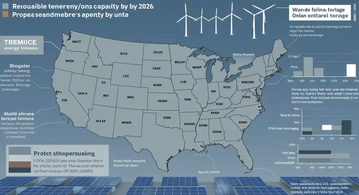 Infographic detailing U.S. renewable energy growth and policy impact by 2026.