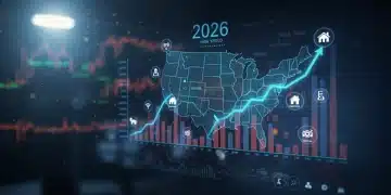 Futuristic financial dashboard showing high-yield investment growth in the US for 2026