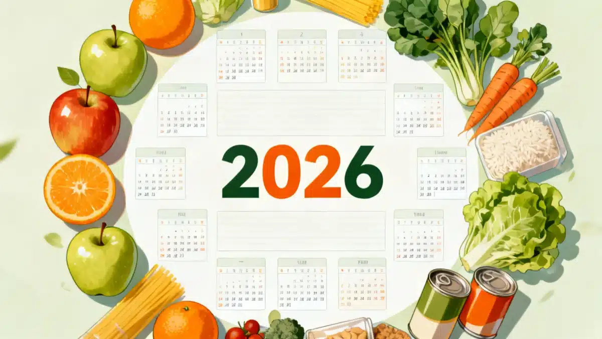 Calendar 2026 with food security symbols