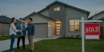Modern home with 'Sold' sign, symbolizing successful 2026 housing market transaction.