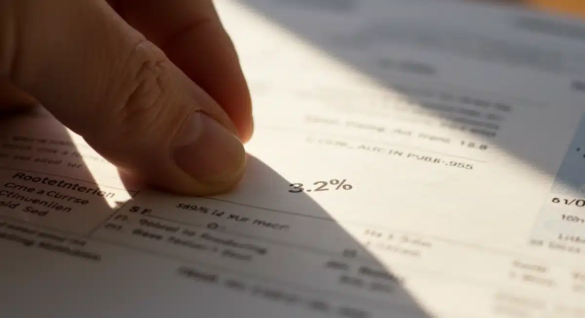 Hand highlighting 3.2 percent COLA adjustment on a financial statement