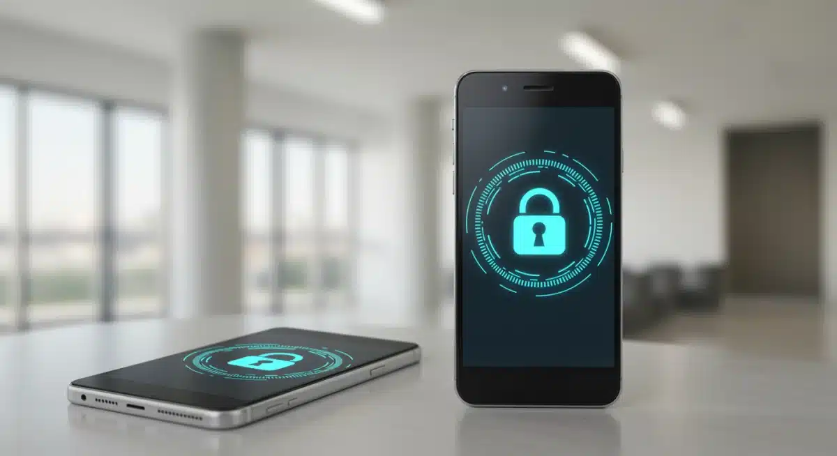 Secure digital lock on a smartphone, representing online banking security.