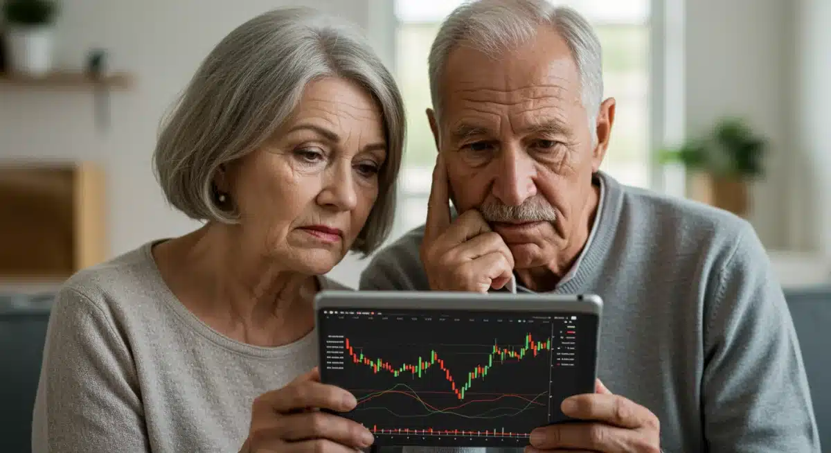Senior couple reviewing retirement savings in face of inflation