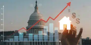 Graph showing rising interest rates impacting mortgage payments with a house icon.
