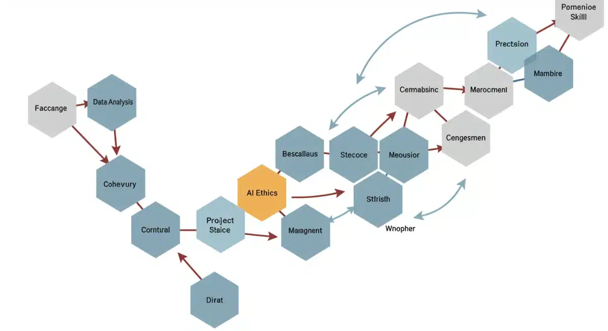 Interconnected hexagonal micro-credentials forming a career pathway.