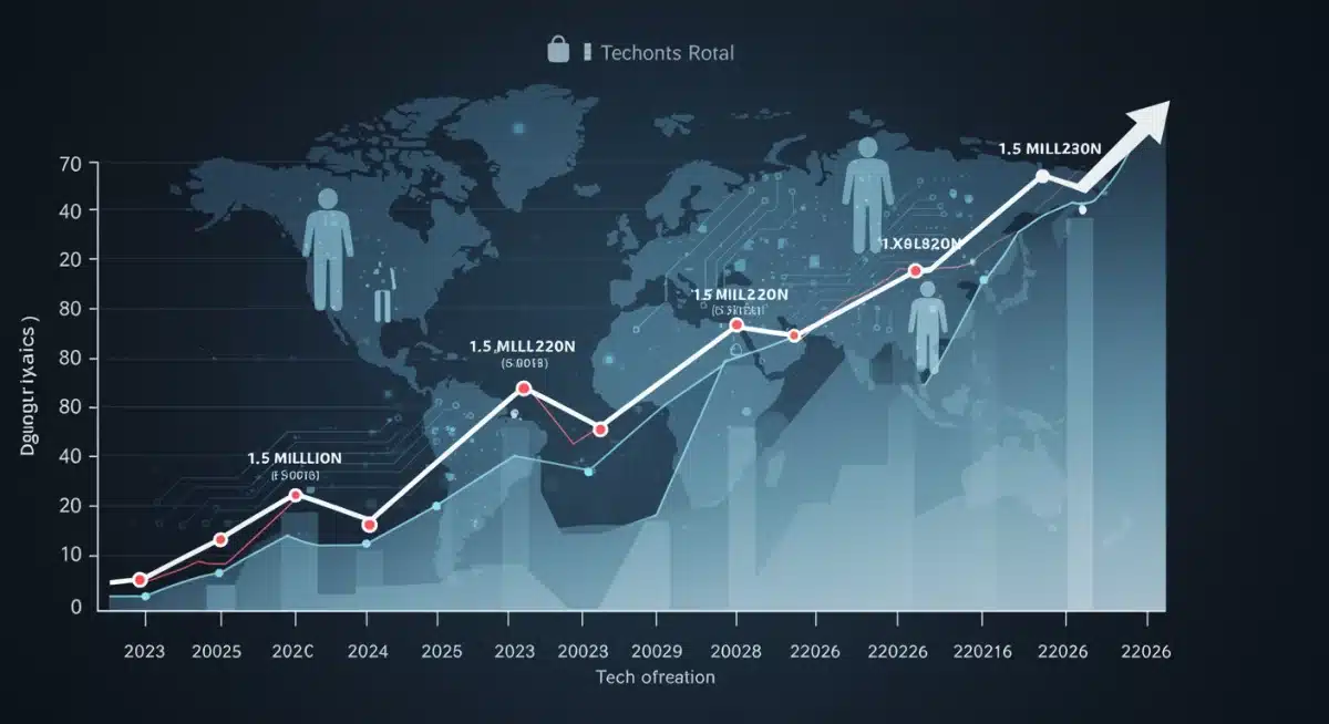Graph illustrating the projected growth of 1.5 million new tech jobs in the US by 2026.
