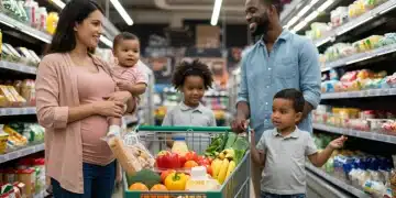 Family shopping for healthy groceries with WIC benefits, representing WIC Program Updates 2026