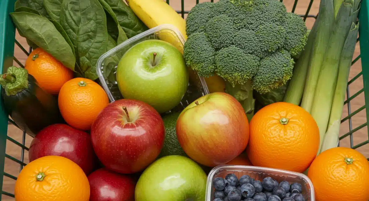 Abundant fresh fruits and vegetables, symbolizing new WIC food package options