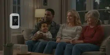 Family enjoying a warm home, symbolizing energy bill relief and comfort.
