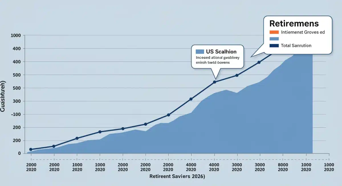 Retirement savings growth chart with 2026 projections