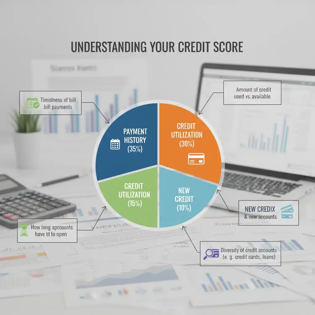 Infographic showing credit score components and their impact