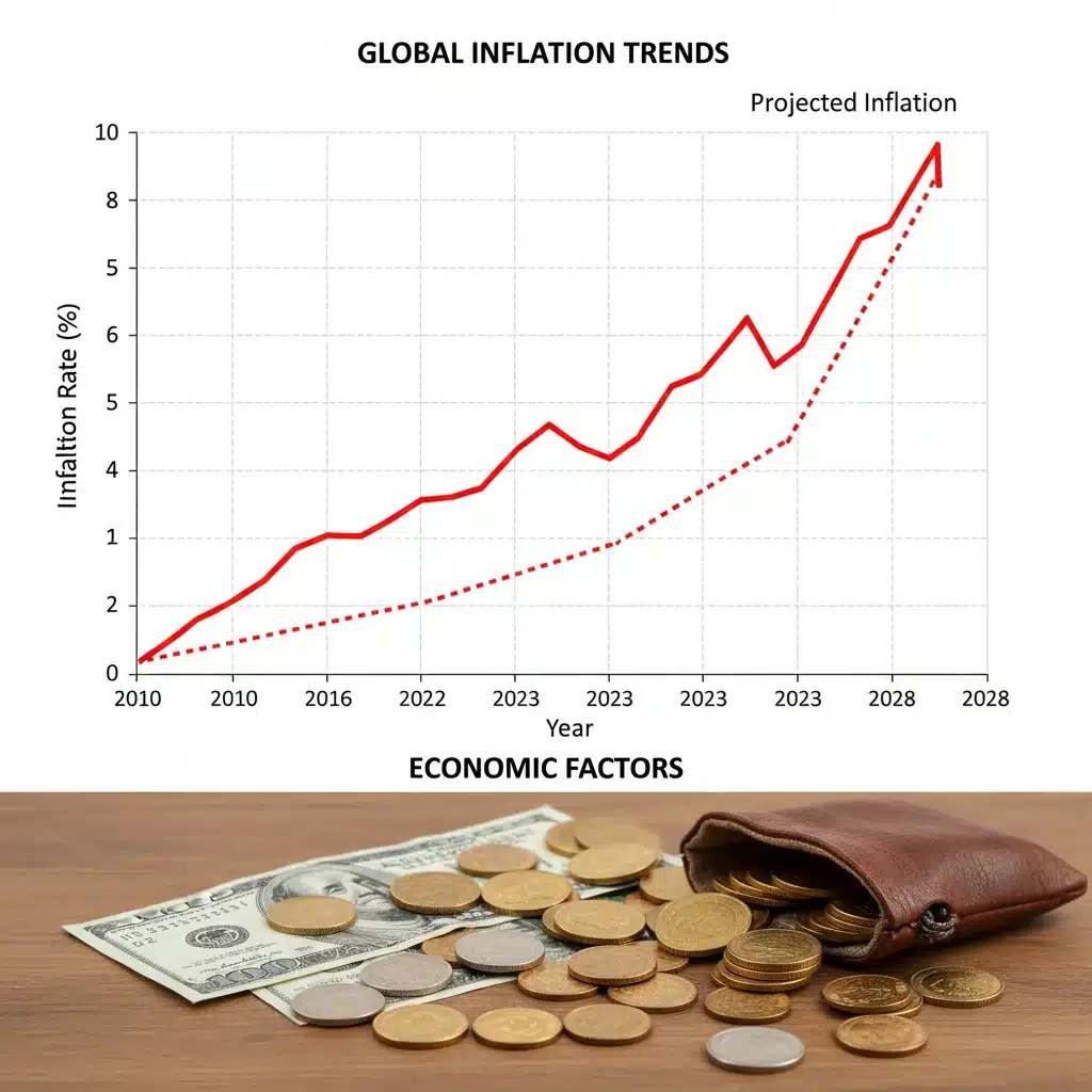 Inflation rate graph showing rising trends and economic impact on Social Security COLA