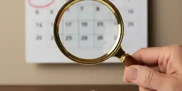 Hand with magnifying glass examining a Social Security statement for 2026.