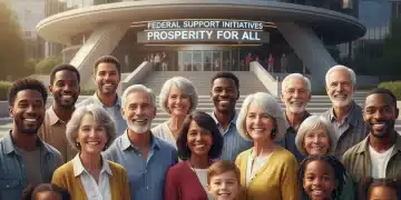 Diverse group accessing 2026 federal benefits with hope and optimism
