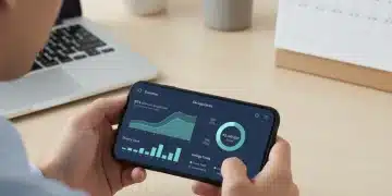 Person analyzing budget on financial app for 2026 savings