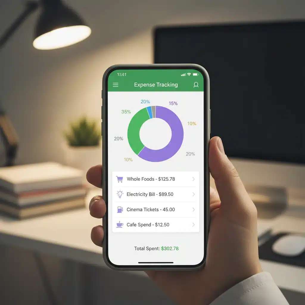 Expense tracking app showing categorized spending