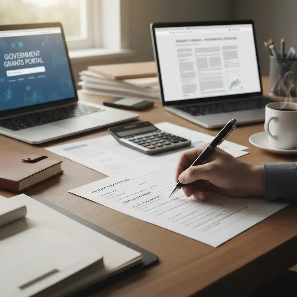 Detailed view of someone filling out a federal grant application form with focus and precision.